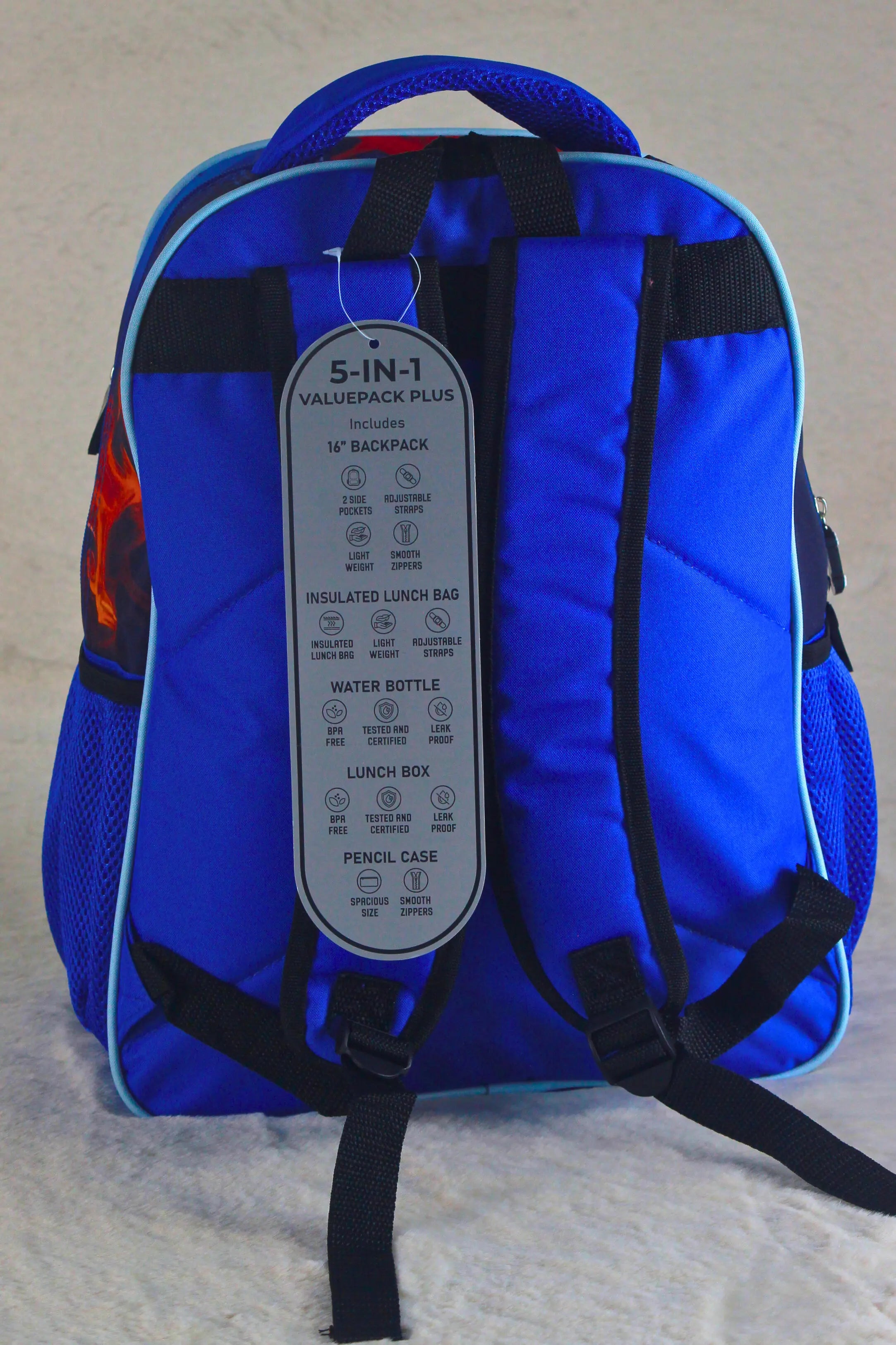 5-in-1 PlayStation-Themed Kids School Backpack Set – 16" Bag, Lunch Bag, Lunch Box, Bottle & Pouch