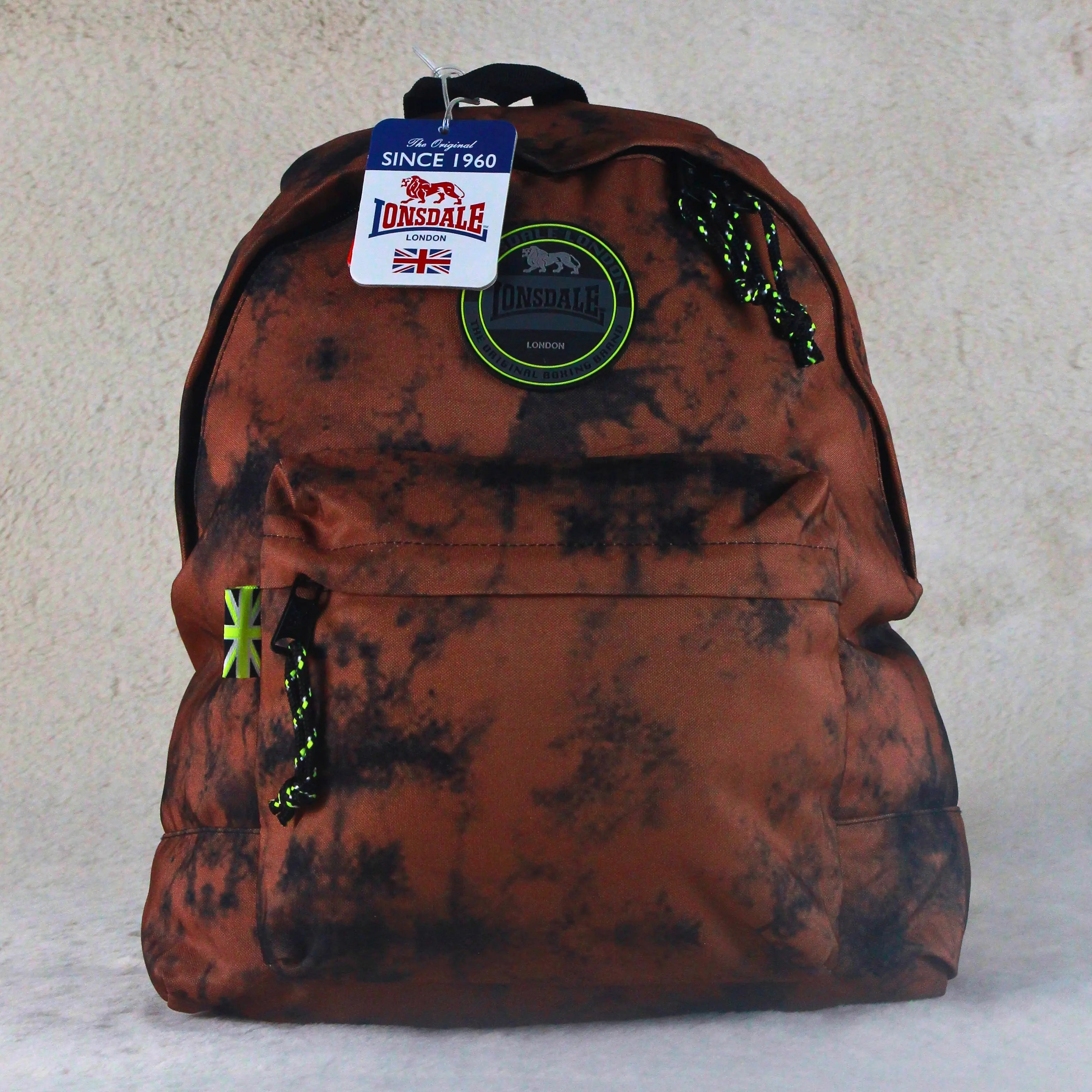 Lonsdale London Marble Backpack – Brown/Black | School, Uni & Travel