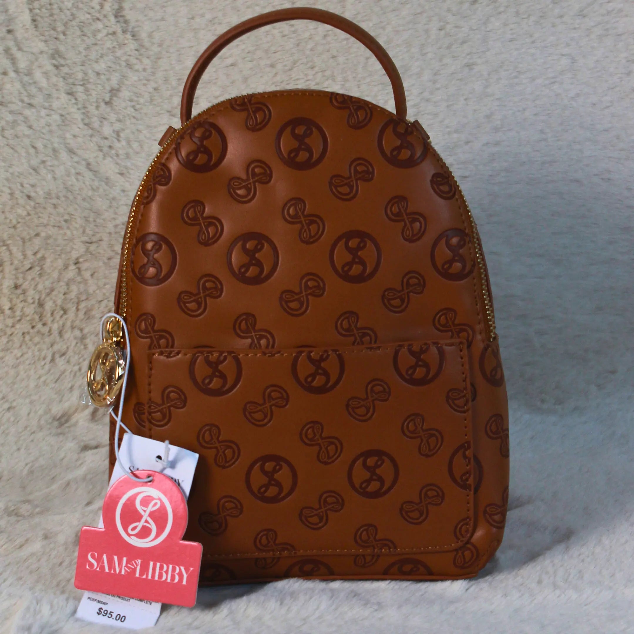 Sam & Libby Women’s Backpack – Brown Faux Leather Designer Style