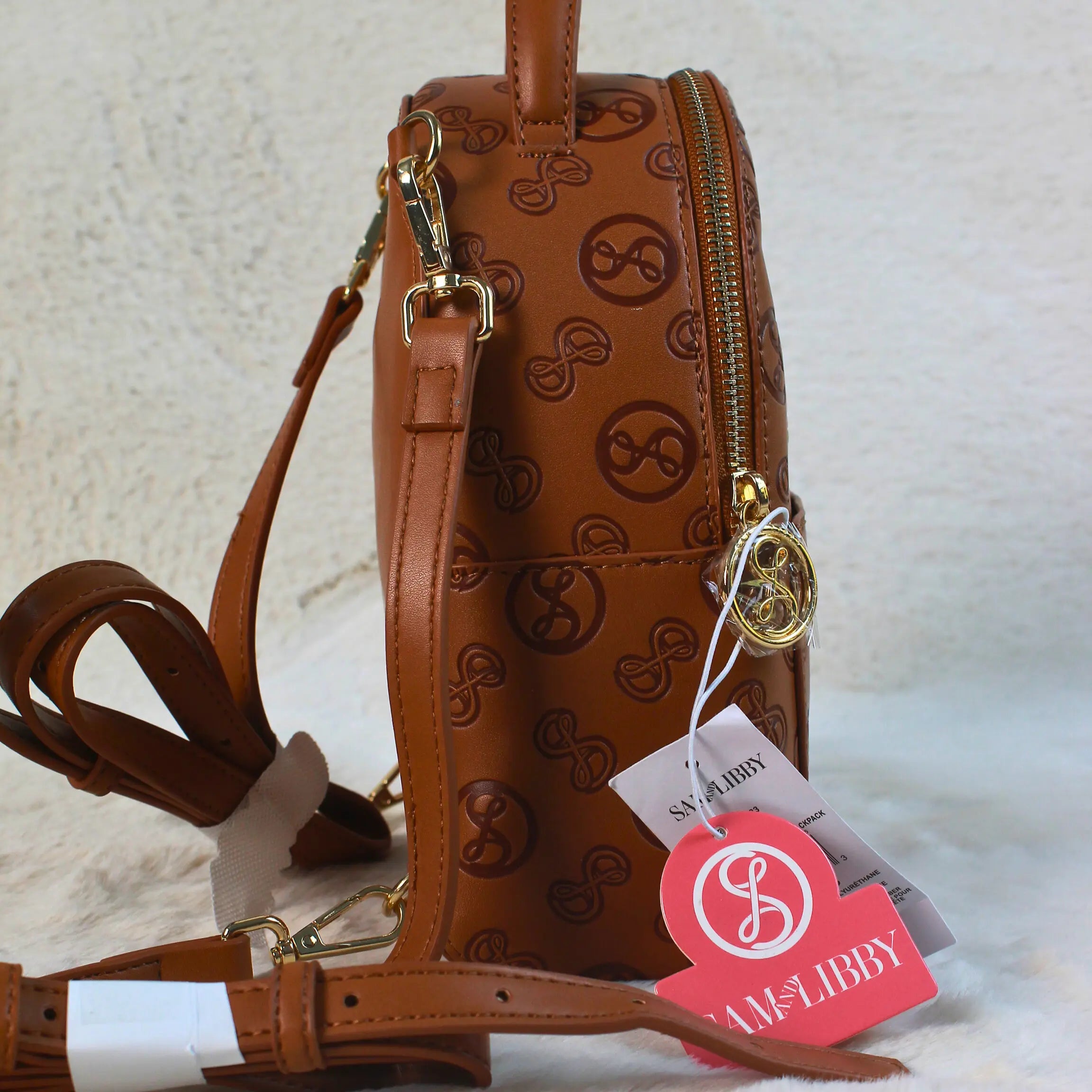 Sam & Libby Women’s Backpack – Brown Faux Leather Designer Style