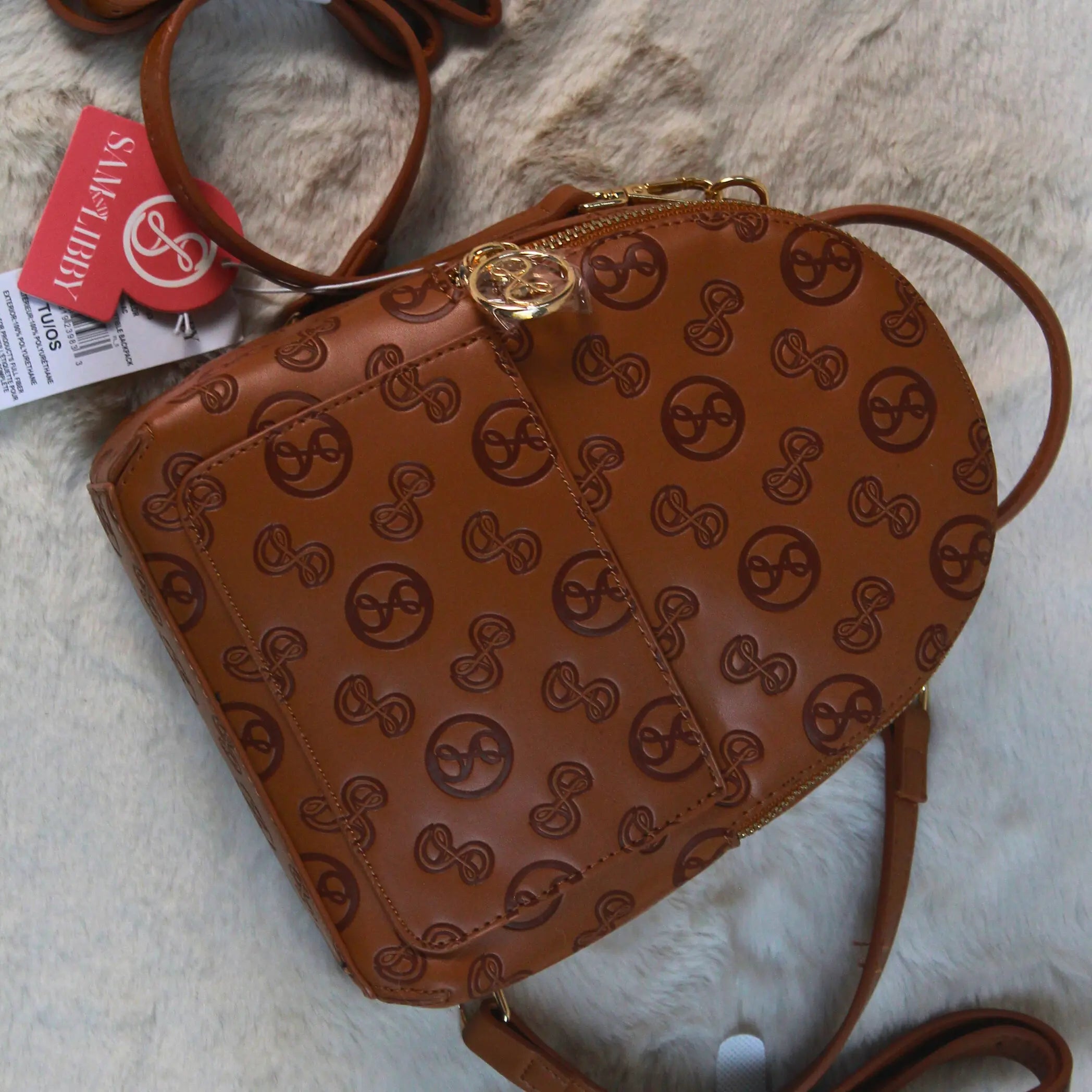 Sam & Libby Women’s Backpack – Brown Faux Leather Designer Style