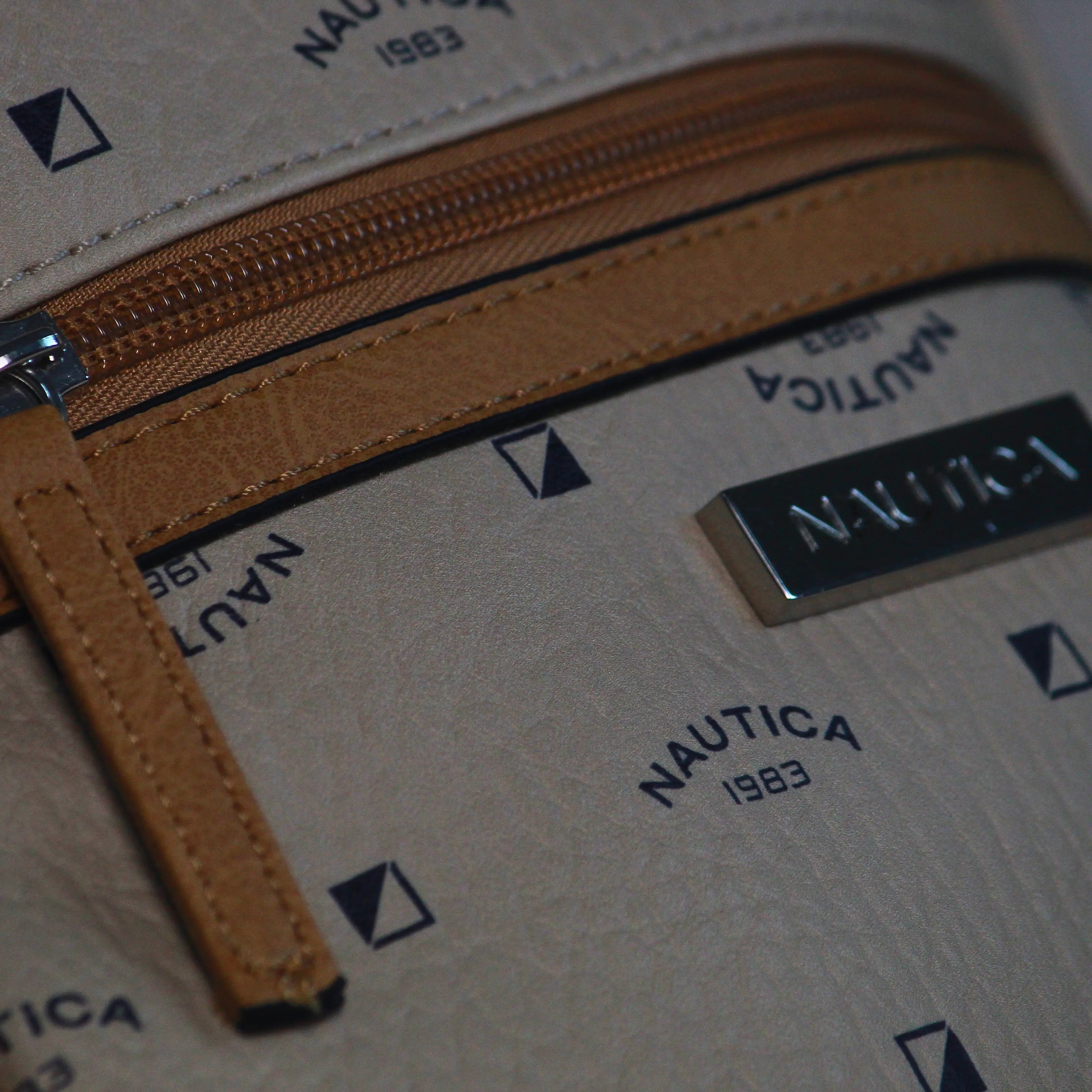 Nautica Women’s Backpack – Cream Textured Faux Leather | 1983 Print