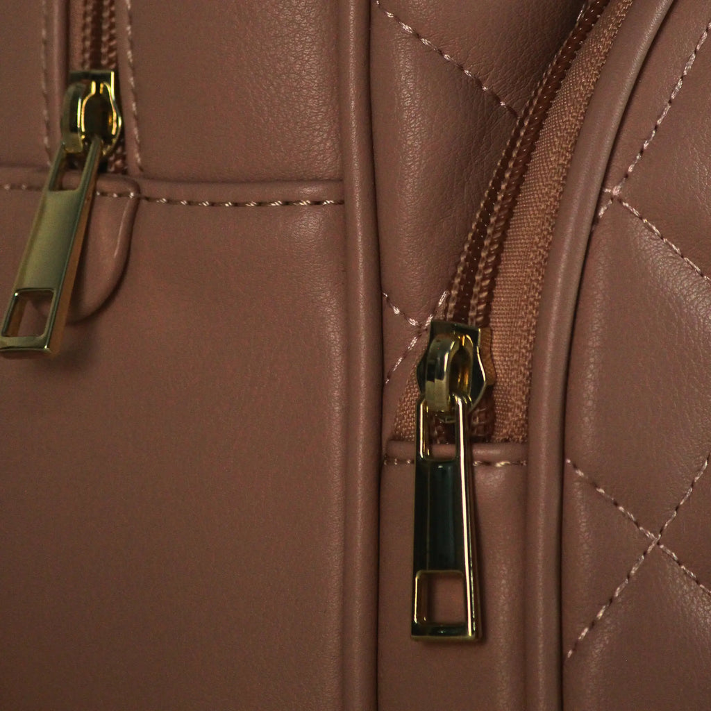 Cavalli Class Women’s Quilted Mini Backpack – Rose Pink Designer Faux Leather