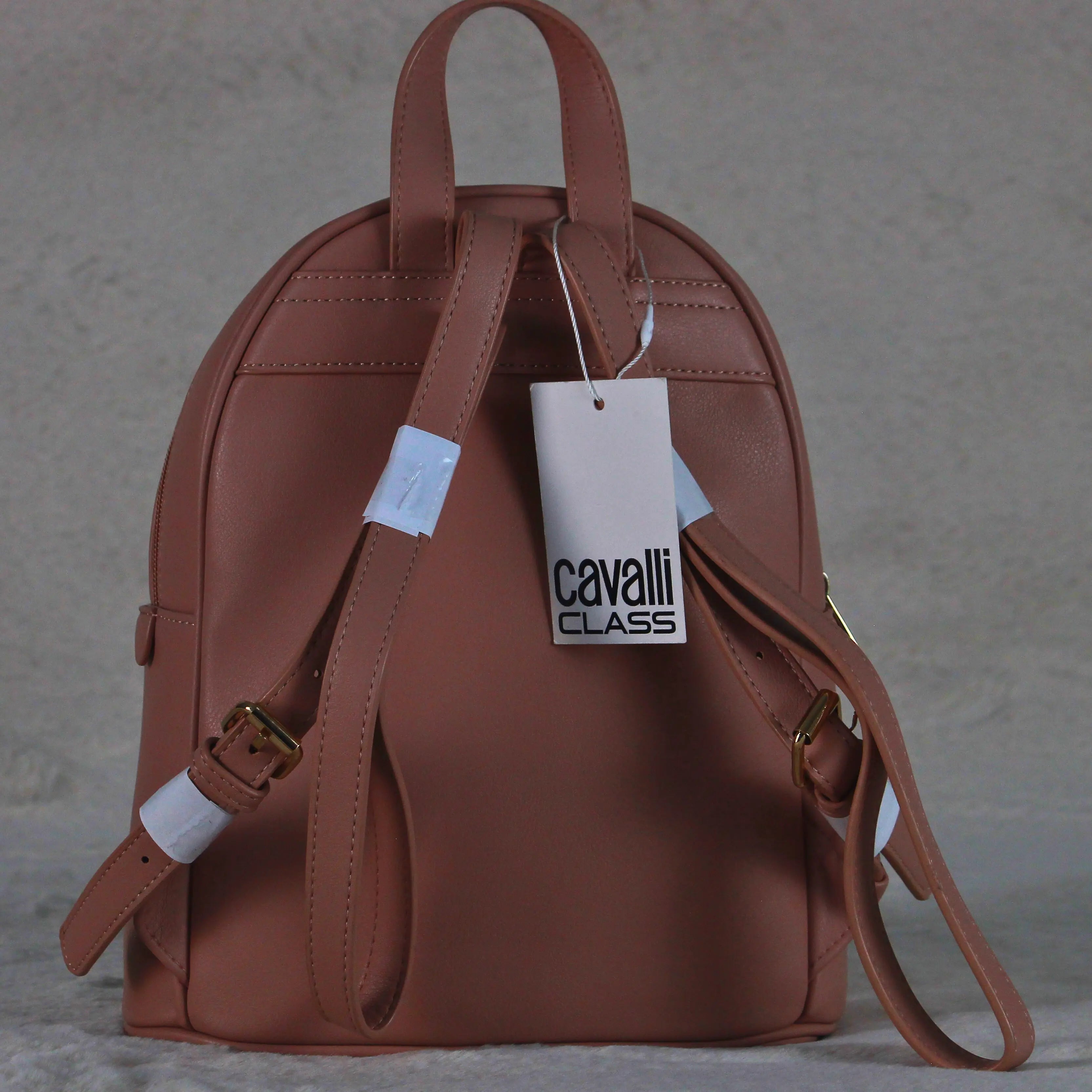 Cavalli Class Women’s Quilted Mini Backpack – Rose Pink Designer Faux Leather