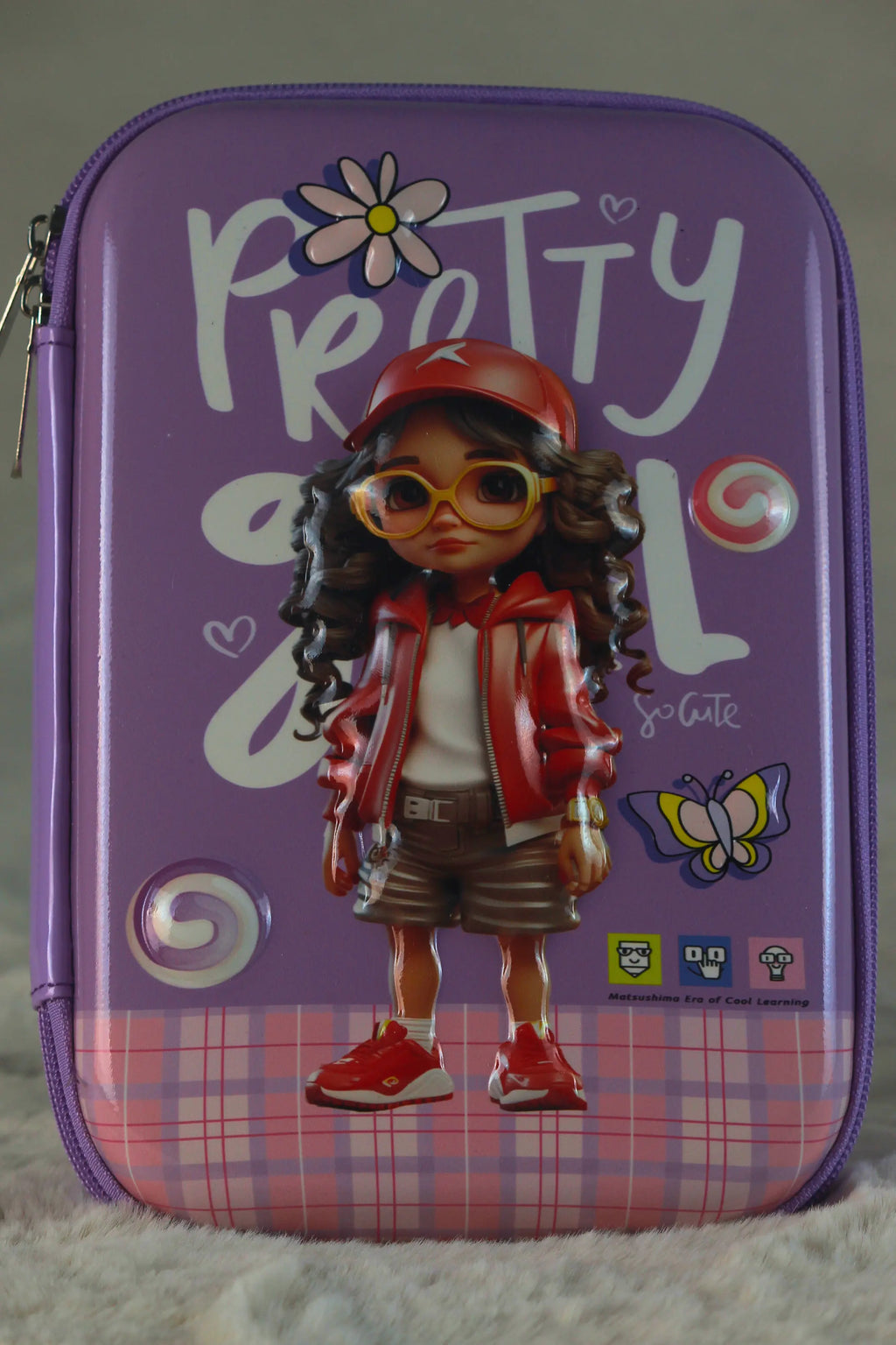 Pretty Girl Purple Fashion Hard Pencil Case – Large