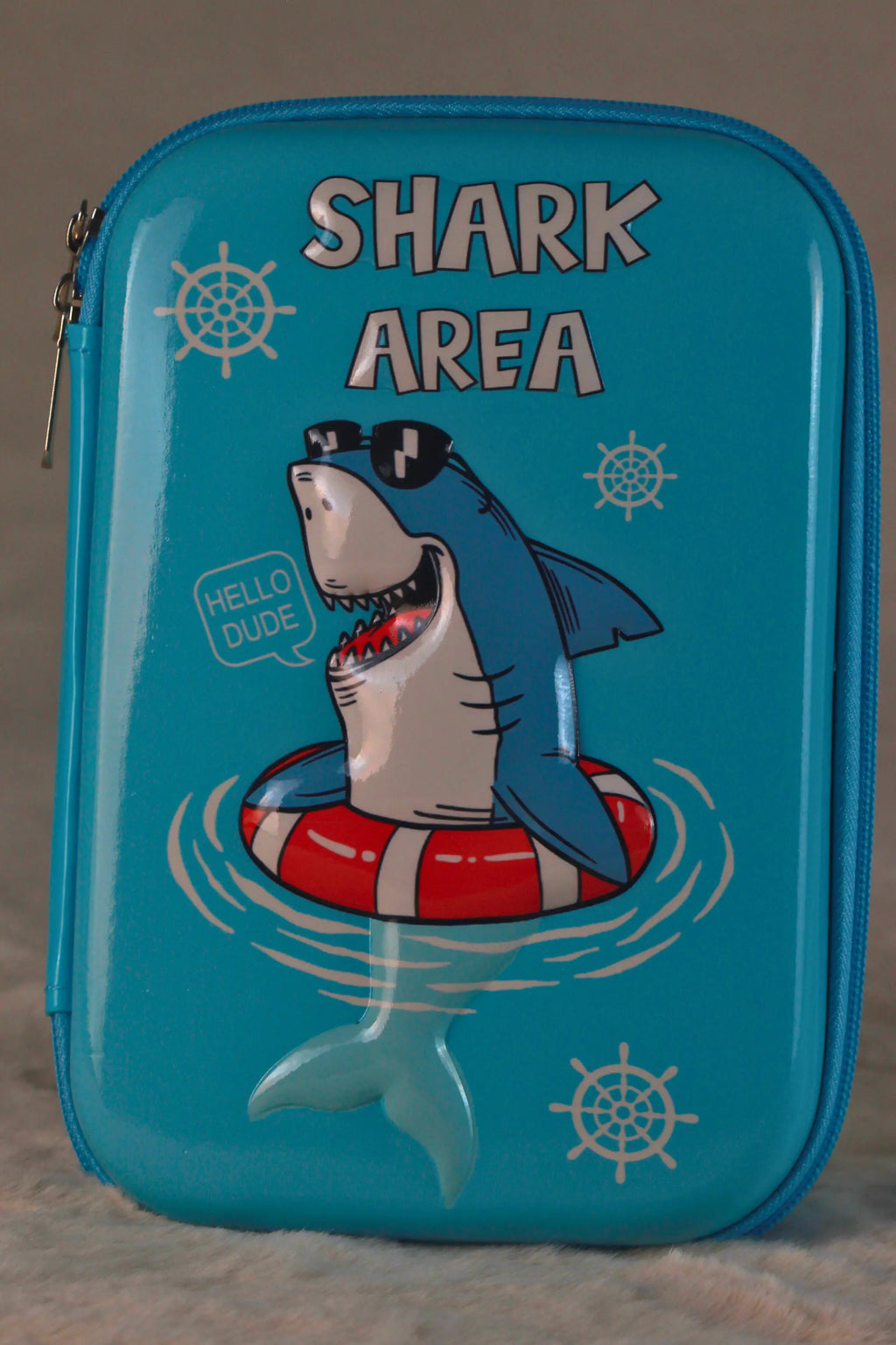 Shark Area Hard Shell Large Pencil Case for Kids Blue | Cute Cartoon Shark Stationery Box | School Supply Organizer Pakistan
