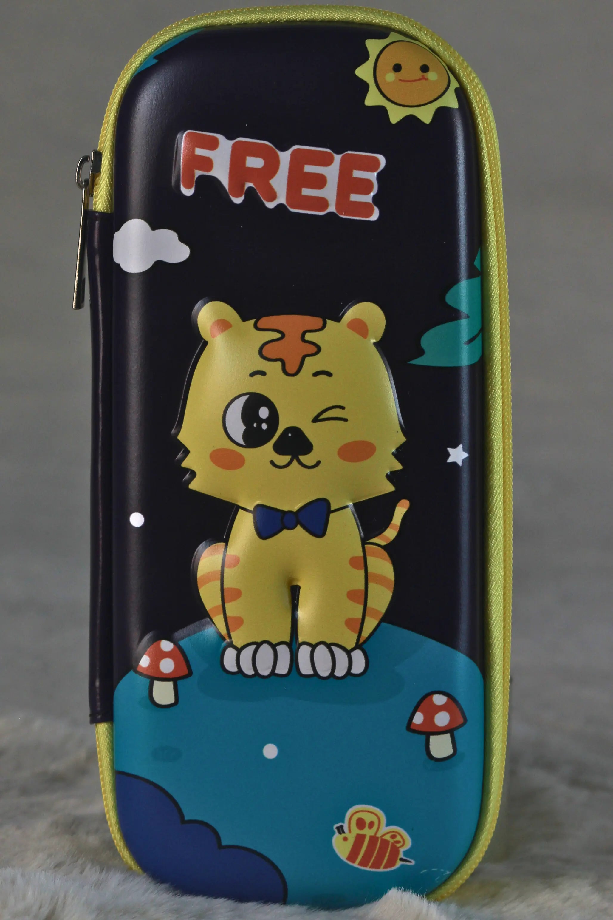 Tiger Cartoon Hard Pencil Case Size Medium – Durable 3D EVA Kids Stationery Box