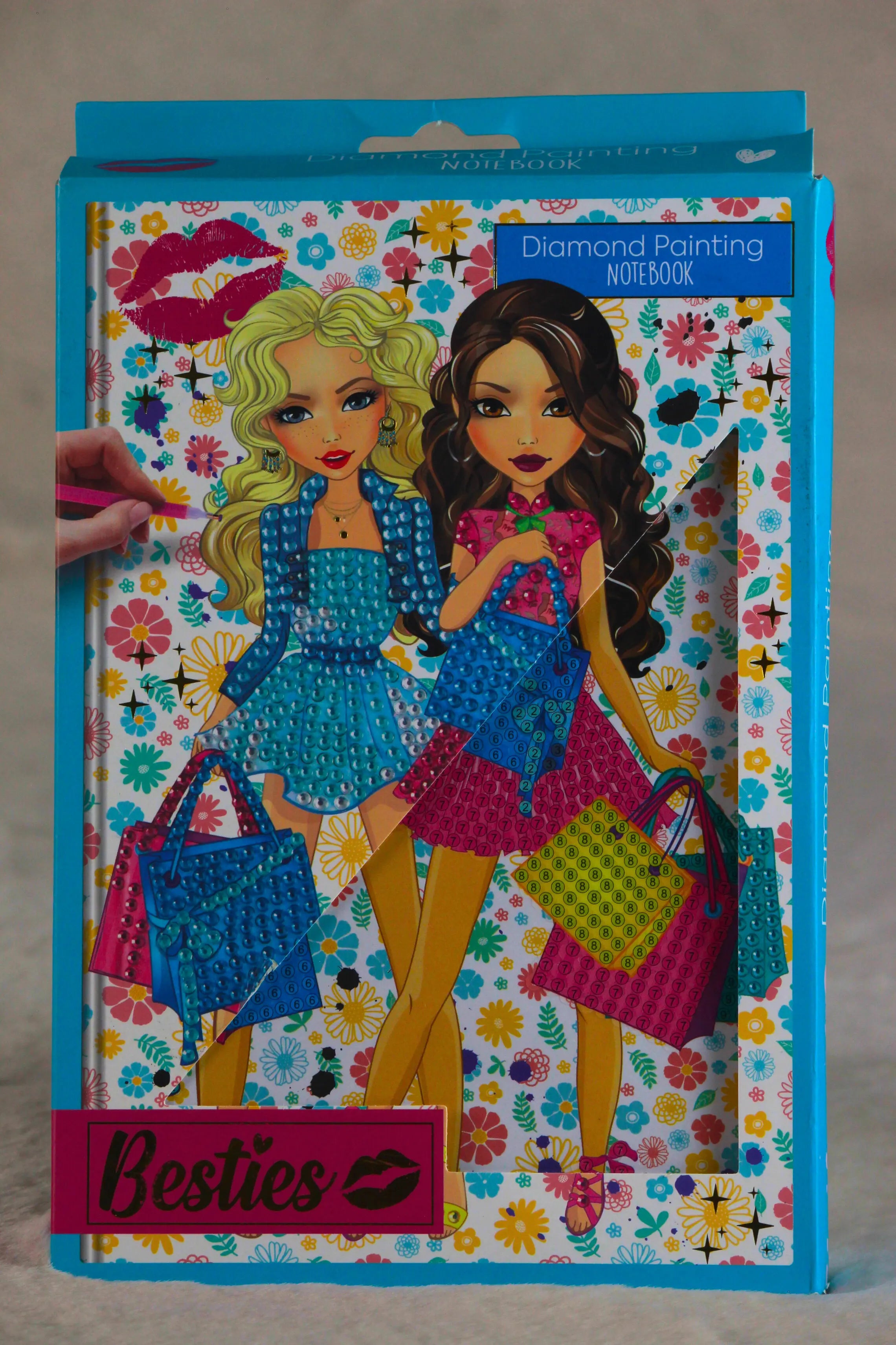 Diamond Painting Notebook – Besties Shopping Edition | A5 Lined DIY Craft Journal for Kids
