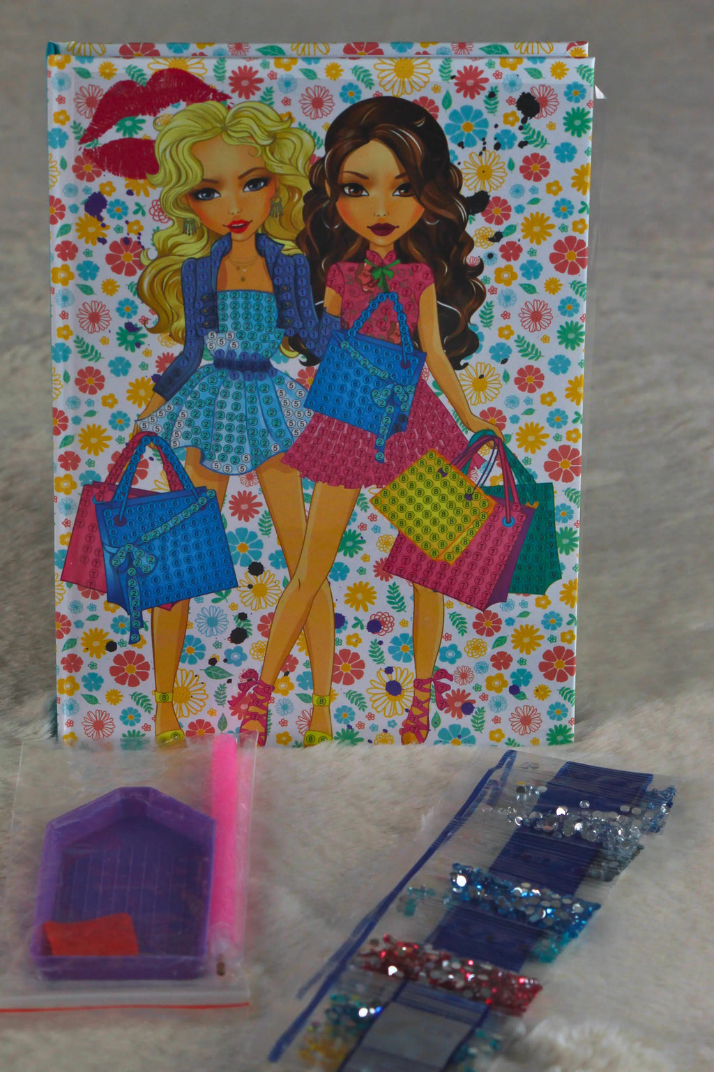Diamond Painting Notebook – Besties Shopping Edition | A5 Lined DIY Craft Journal for Kids