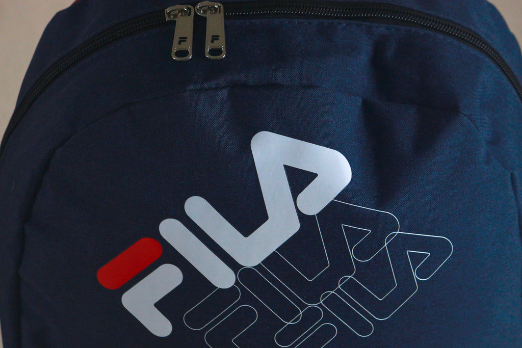 Fila Classic Navy & Maroon Logo Backpack – Durable Polyester School, Gym & Travel Bag