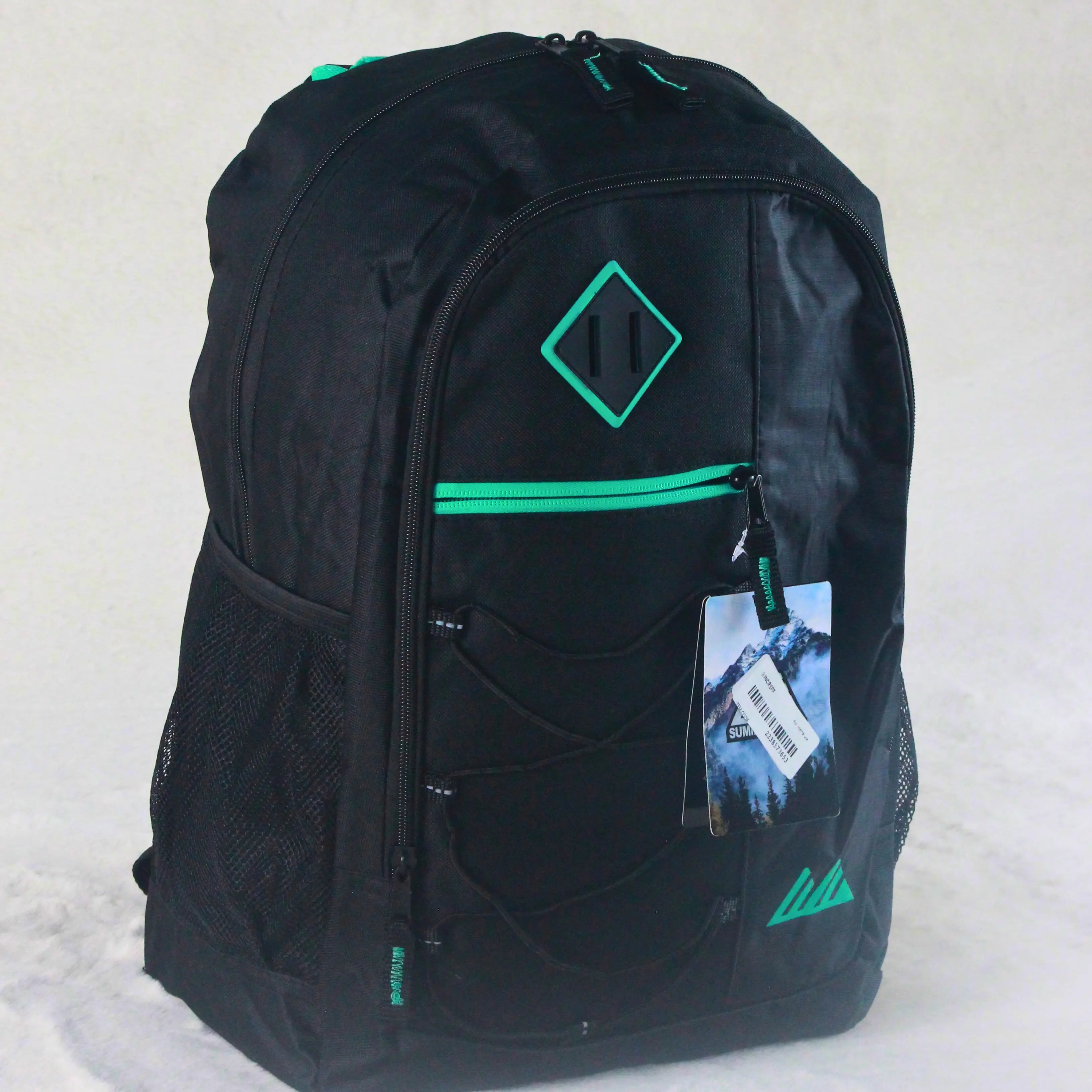 Summit Ridge 18" Black + Mint Bungee Daypack – University & Travel Backpack