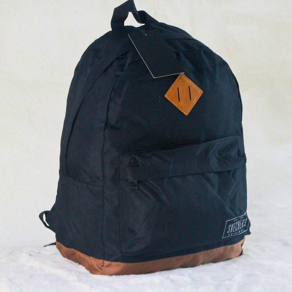 Skechers Matte Pitch Black Backpack – Branded Imported – Daily / University / Travel Use