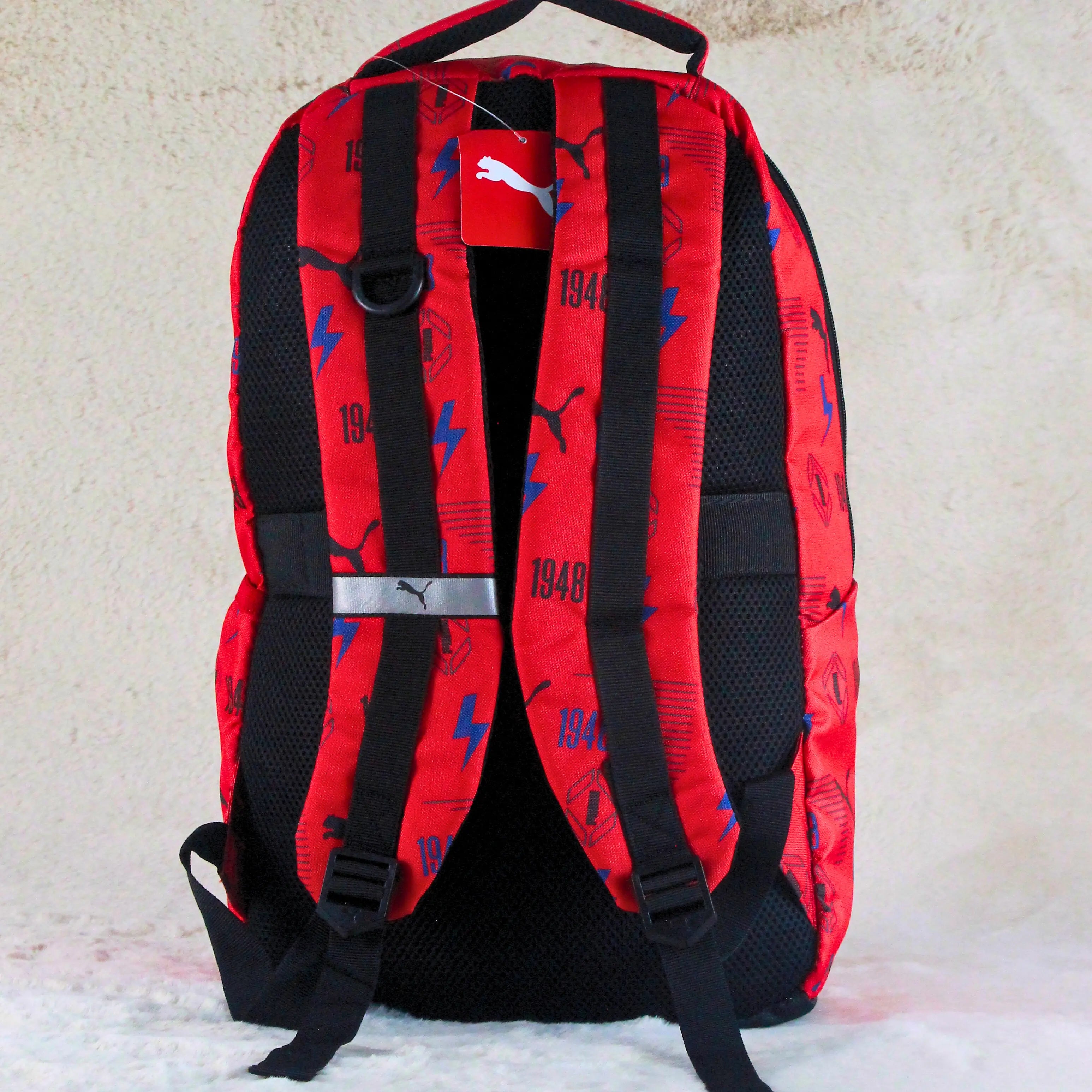 PUMA 1948 Thunder Red Print Backpack – Premium Sports Travel School Bag | Branded Imported