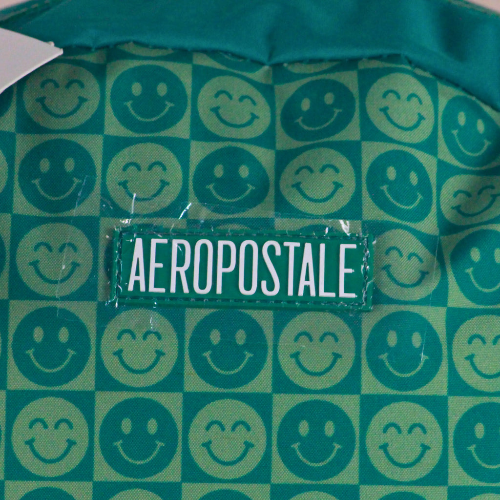 Aeropostale Teal Smiley Graphic Backpack – Premium Canvas Travel & Daily Carry Bag