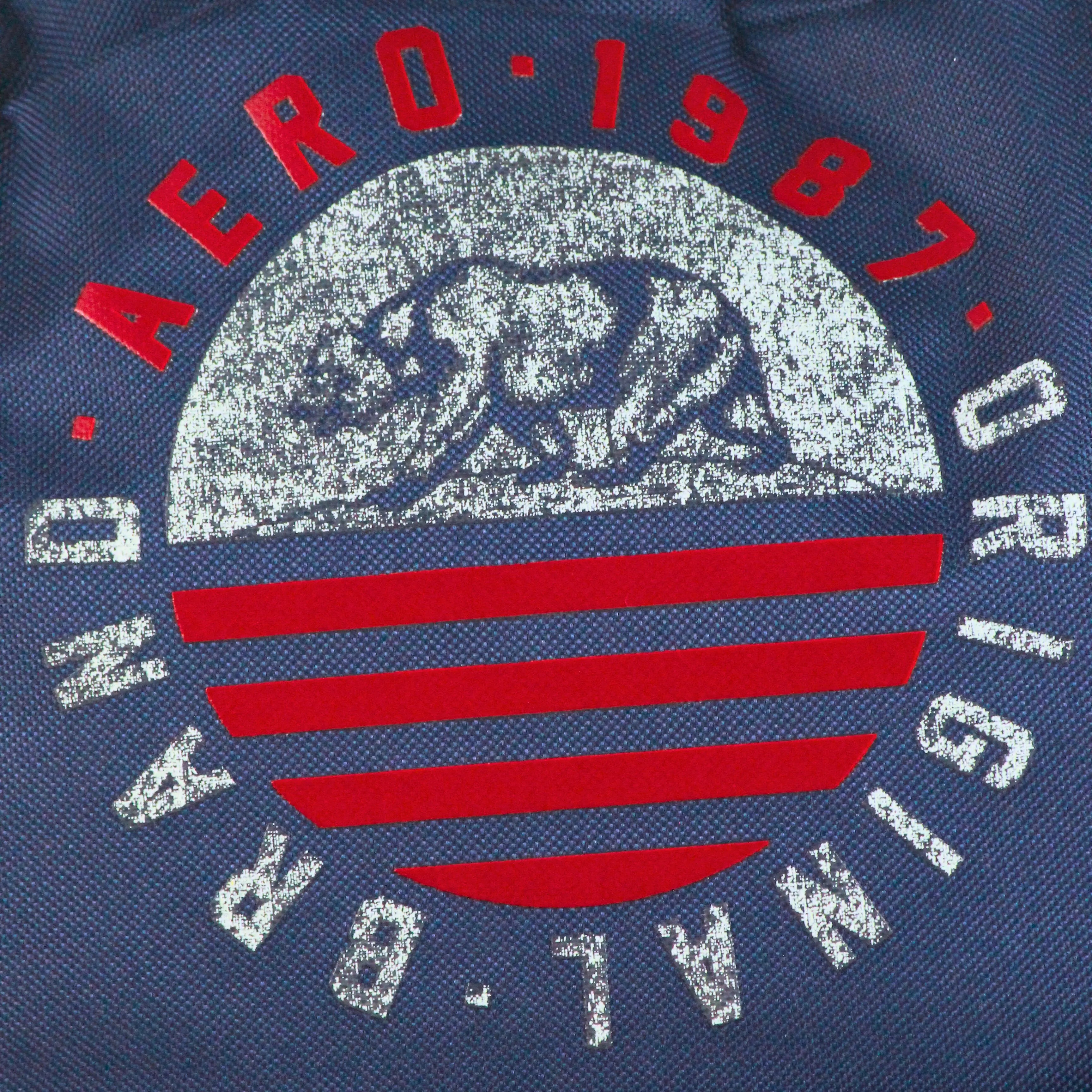 Aeropostale Deep Navy Heritage Graphic Backpack – 1987 Bear Crest / Suede Brown Base – Imported