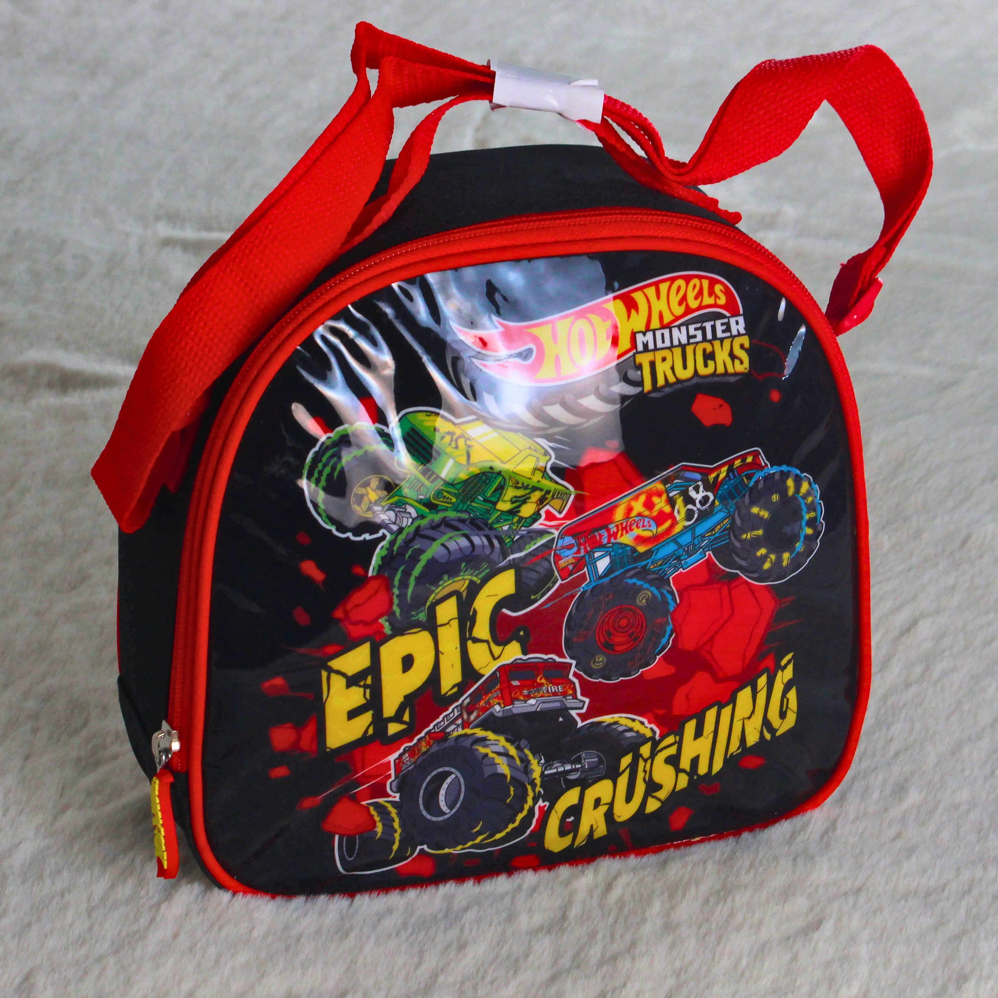 5 in 1 Hot Wheels Monster Truck School 16 inch Trolley Backpack Set – Epic Crushing Design – 18 Inch