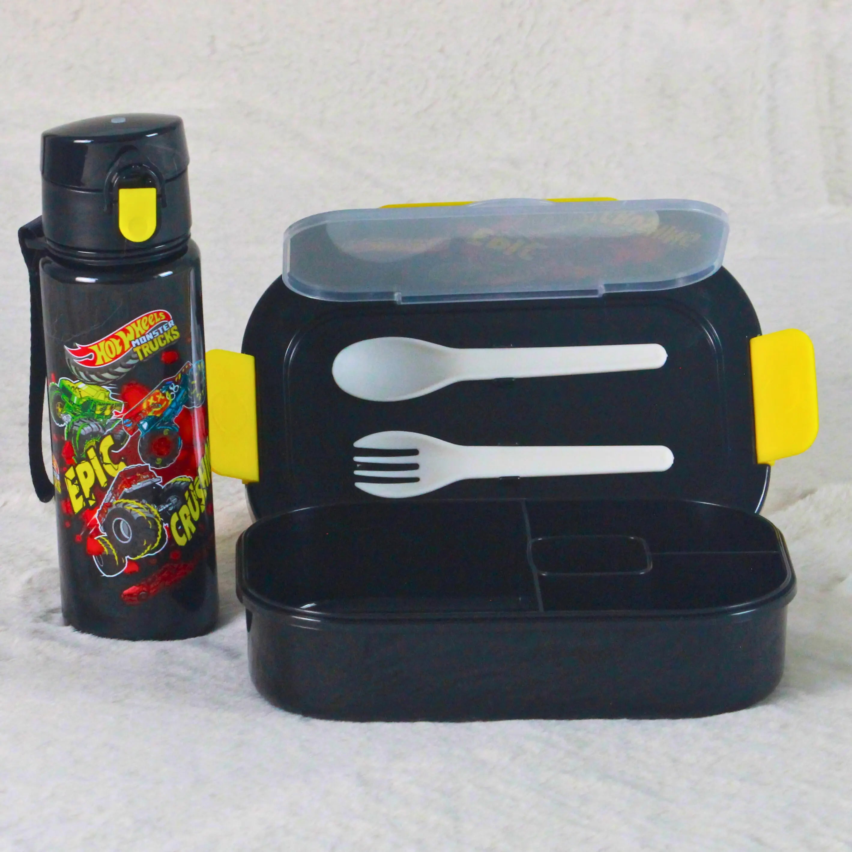 5 in 1 Hot Wheels Monster Truck School 16 inch Trolley Backpack Set – Epic Crushing Design – 18 Inch