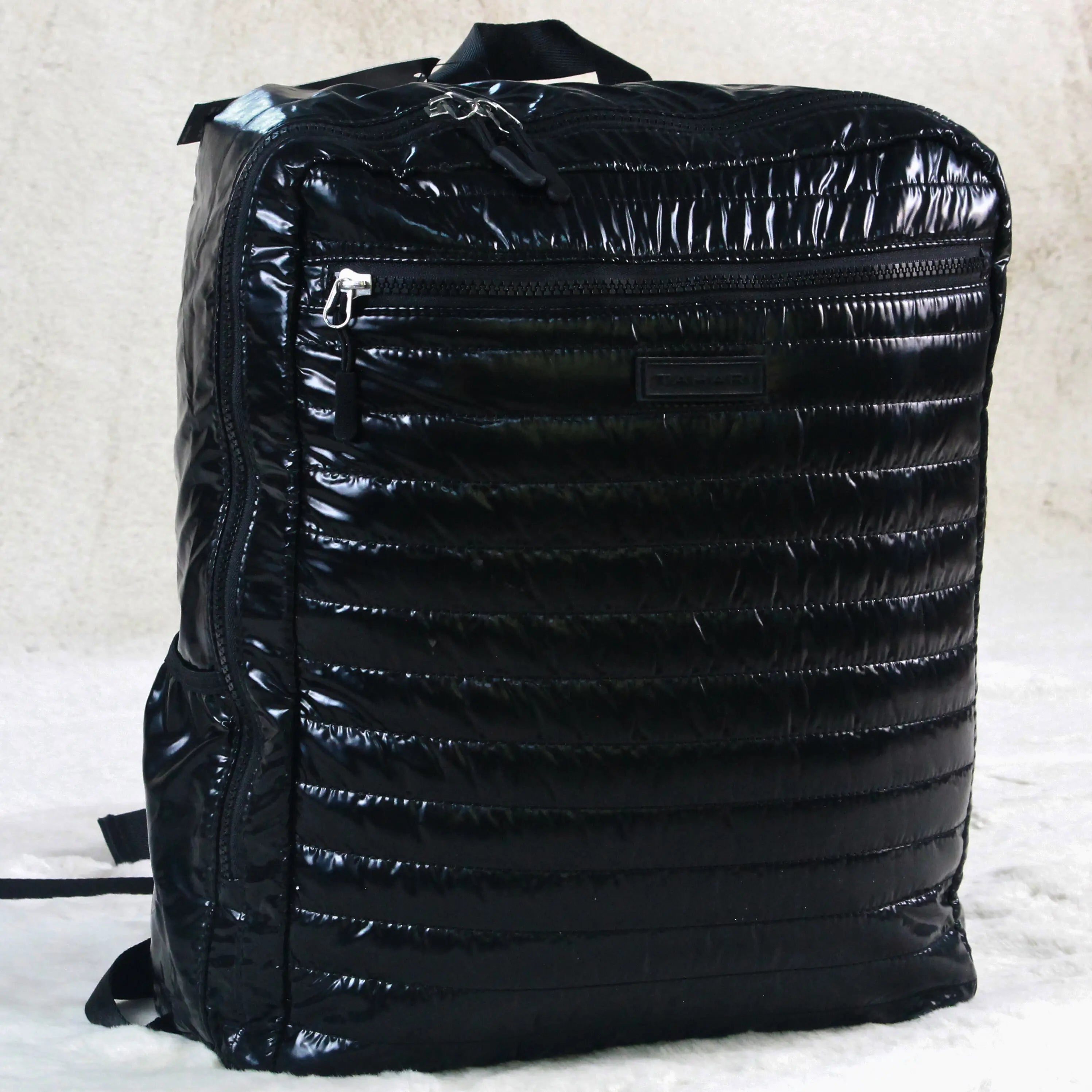 Tahari Glossy Black Puffer Backpack – Imported Premium School, College & Travel Bag