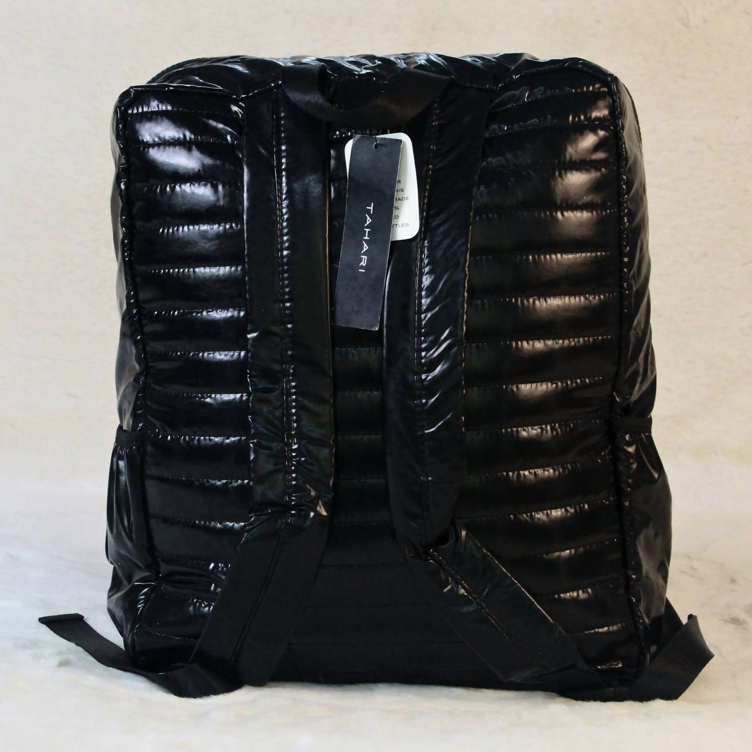 Tahari Glossy Black Puffer Backpack – Imported Premium School, College & Travel Bag
