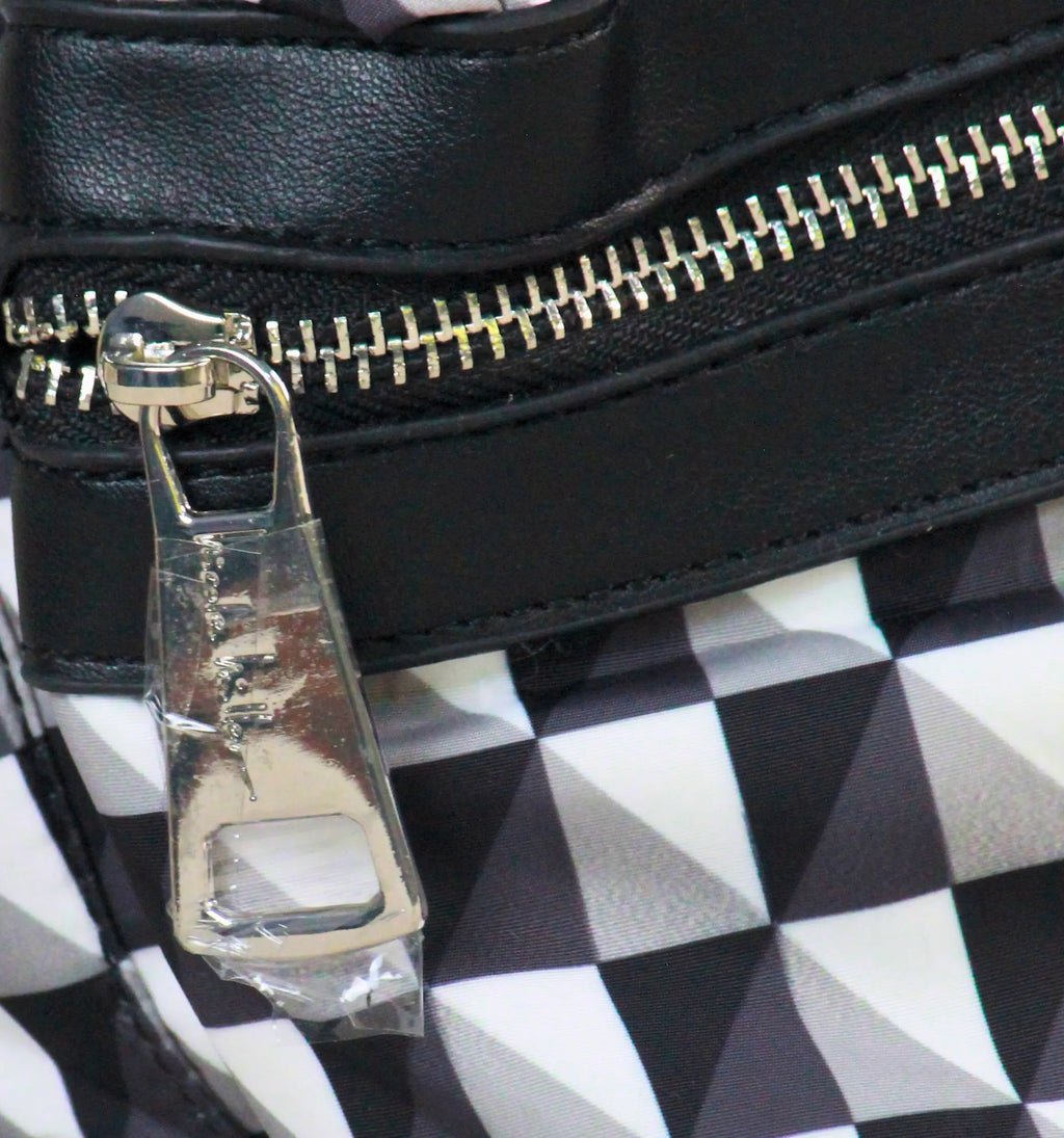 Nicole Miller Black & White Geometric Backpack – Imported Designer School, College & Travel Bag