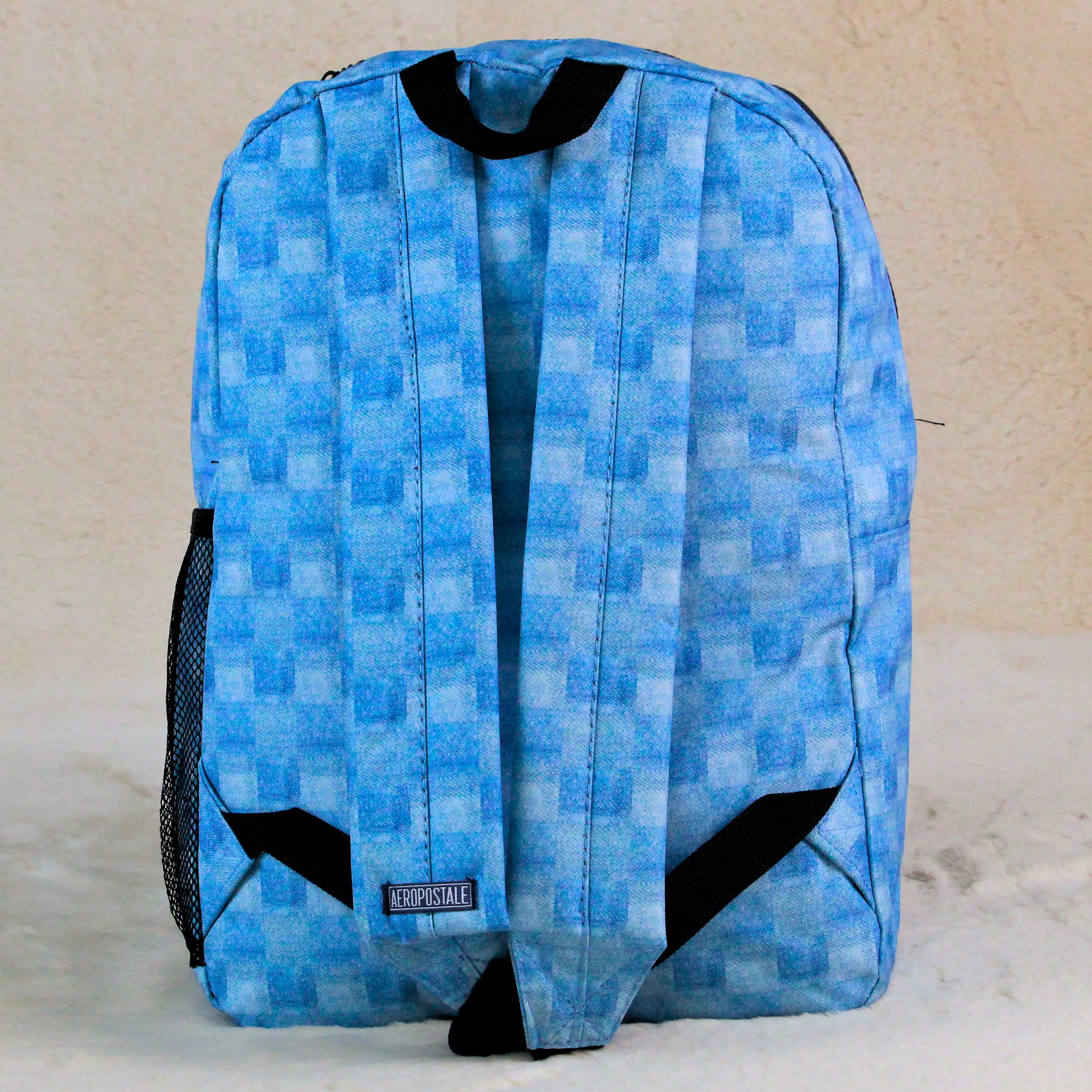 Aeropostale Blue Field-Trip Backpack | Lightweight Printed School & College Bag | Branded Imported Backpack