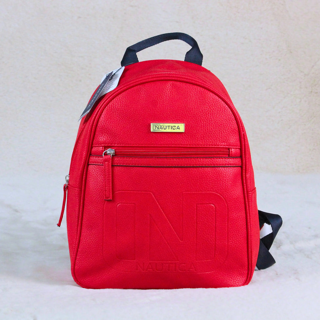 Nautica Mini Red Backpack – Imported Stylish PU Leather Casual, Travel & Everyday Bag