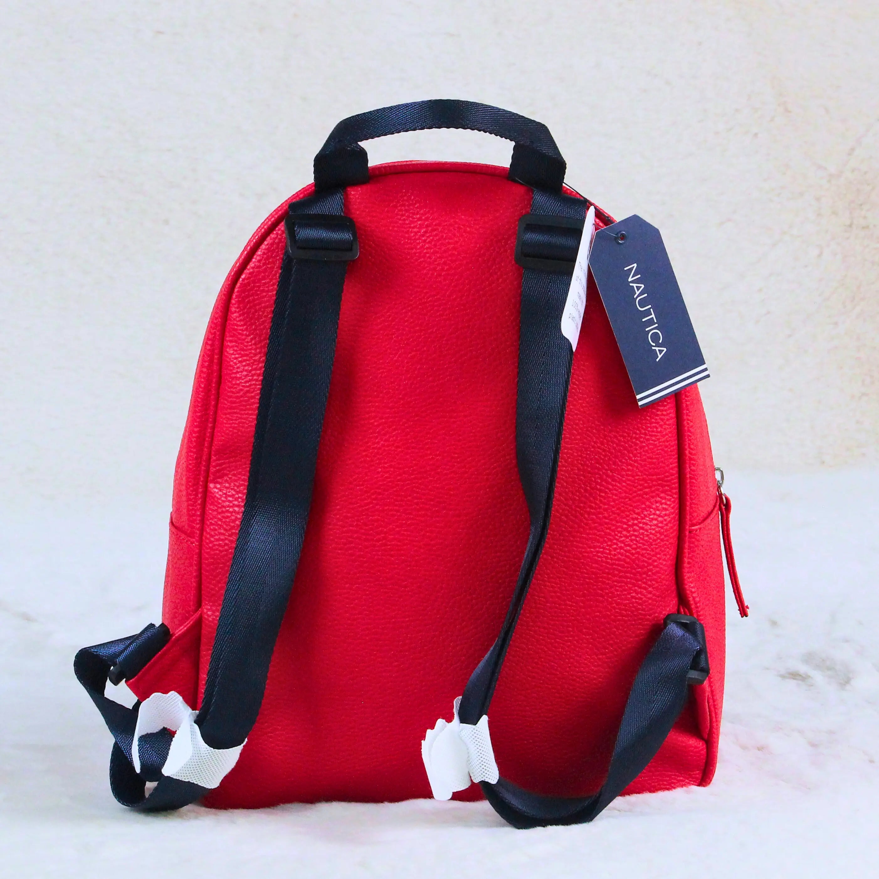 Nautica Mini Red Backpack – Imported Stylish PU Leather Casual, Travel & Everyday Bag